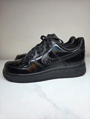 Nike Air Force 1 Low Black Patent Iridescent Holographic Shoes Women’s Size 6.5